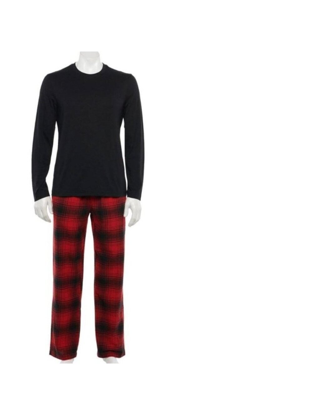 Croft & Barrow Pajamas Set Mens M Black Red Long Sleeve Shirt & Pants
